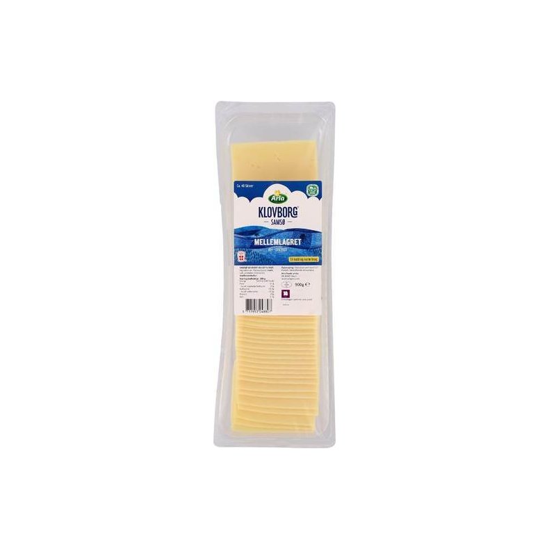Klovborg 45+ (27%) sams type, mellemlagret, i skiver, 9x9 cm, 900 g