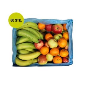 Frugtkasse Deluxe + snacks, blandet efter sson KL1, 60 stk. KO