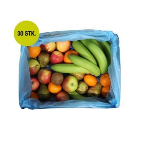Frugtkasse Deluxe + snacks, blandet efter sson KL1, 30 stk.