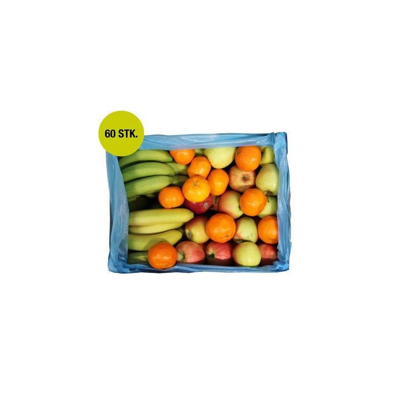 Frugtkasse Deluxe + snacks, blandet efter sson KL1, 60 stk.