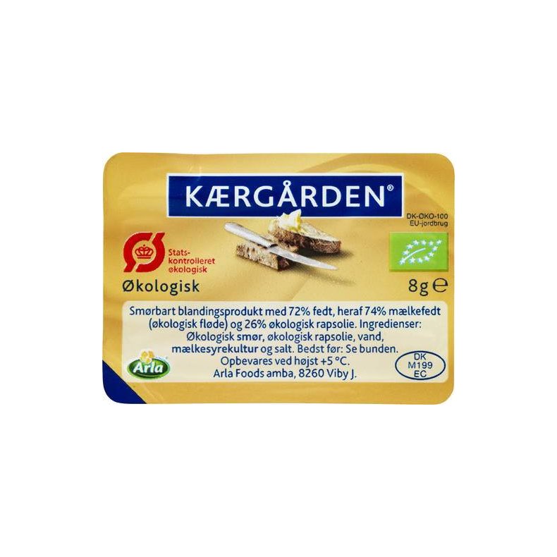 Kuvertsmr Krgrden 72%, 100 x 8 g, kologisk