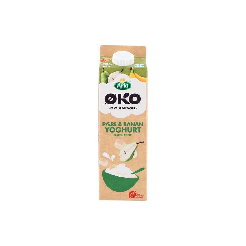 Yoghurt m/pre &amp; banan 0,4%, 1 kg, kologisk