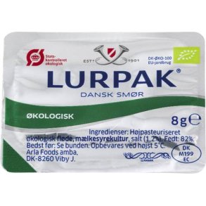 Kuvertsmr Lurpak, 100 x 8 g, kologisk