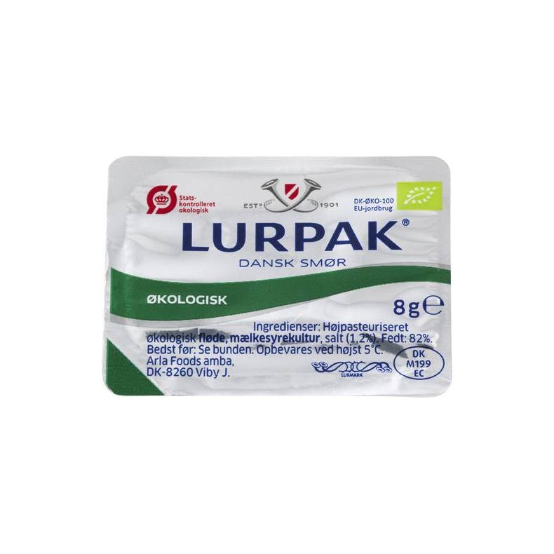 Kuvertsmr Lurpak, 100 x 8 g, kologisk