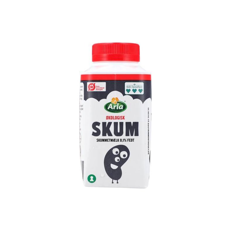 Skummetmlk 0,1%, skolemlk, ikke homogeniseret, 250 ml, kologisk