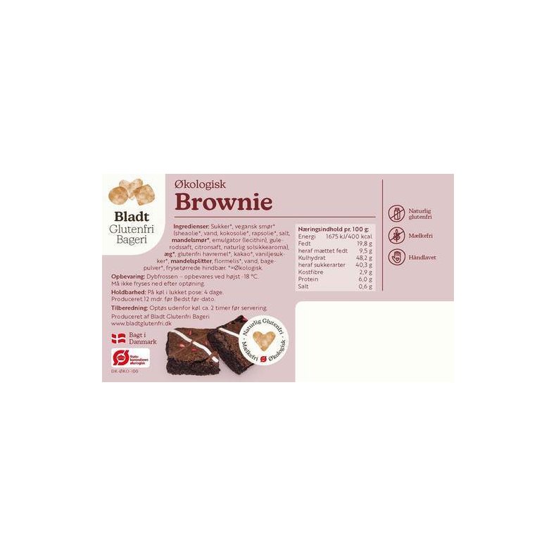 Glutenfri brownie, 8 x 30 g, kologisk