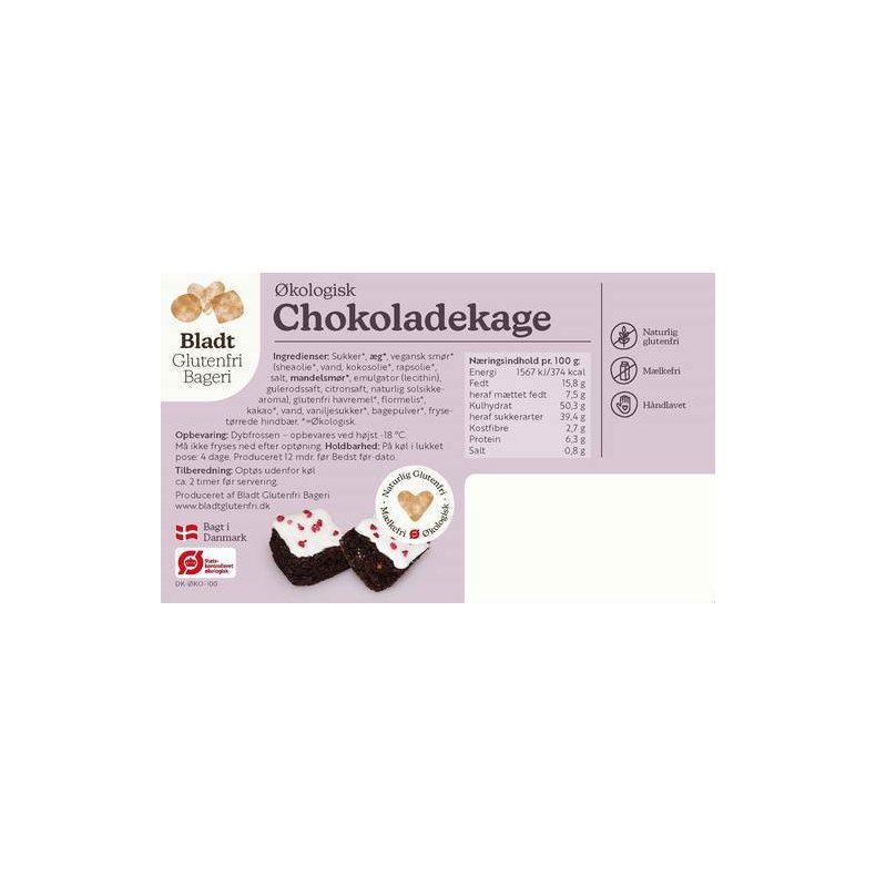 Glutenfri chokoladekage, 8 x 50 g, kologisk