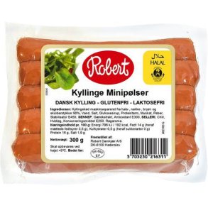 Kyllingeplser, mini, laktosefri, glutenfri, halal, 10 stk, 300 g 