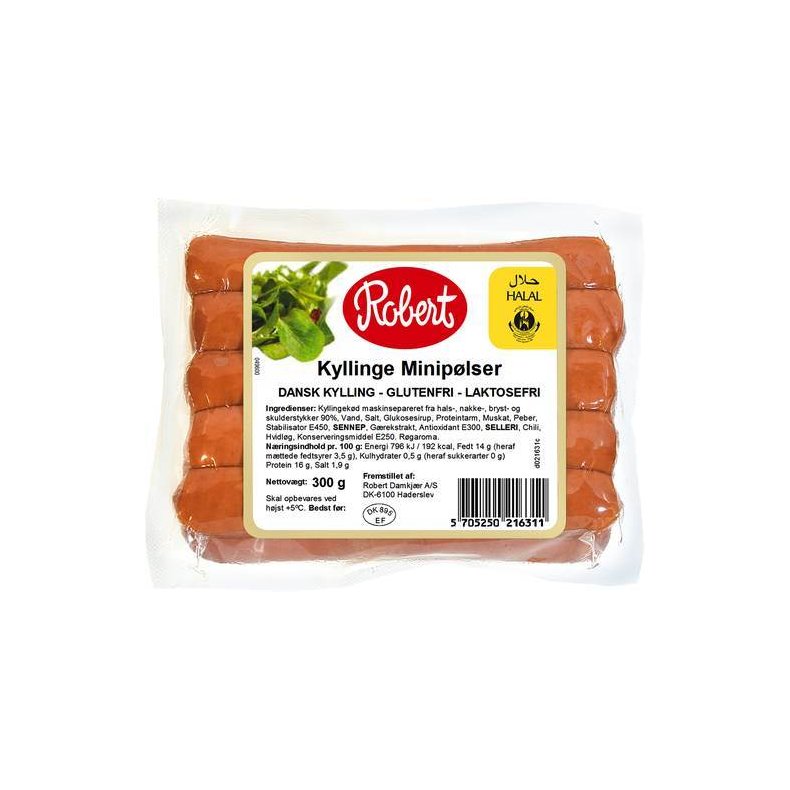 Kyllingeplser, mini, laktosefri, glutenfri, halal, 10 stk, 300 g 