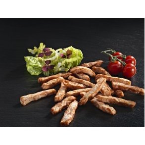 Kyllingebryst i strimler, 10 mm stegte, halal, 1 kg