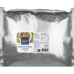 Oliven grnne i skiver, 1,56 kg